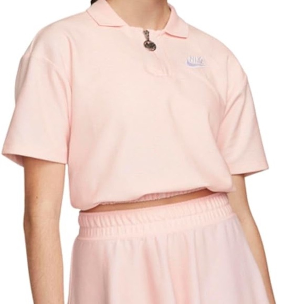 Nike Air Dusty Pink Pique Polo Crop Top